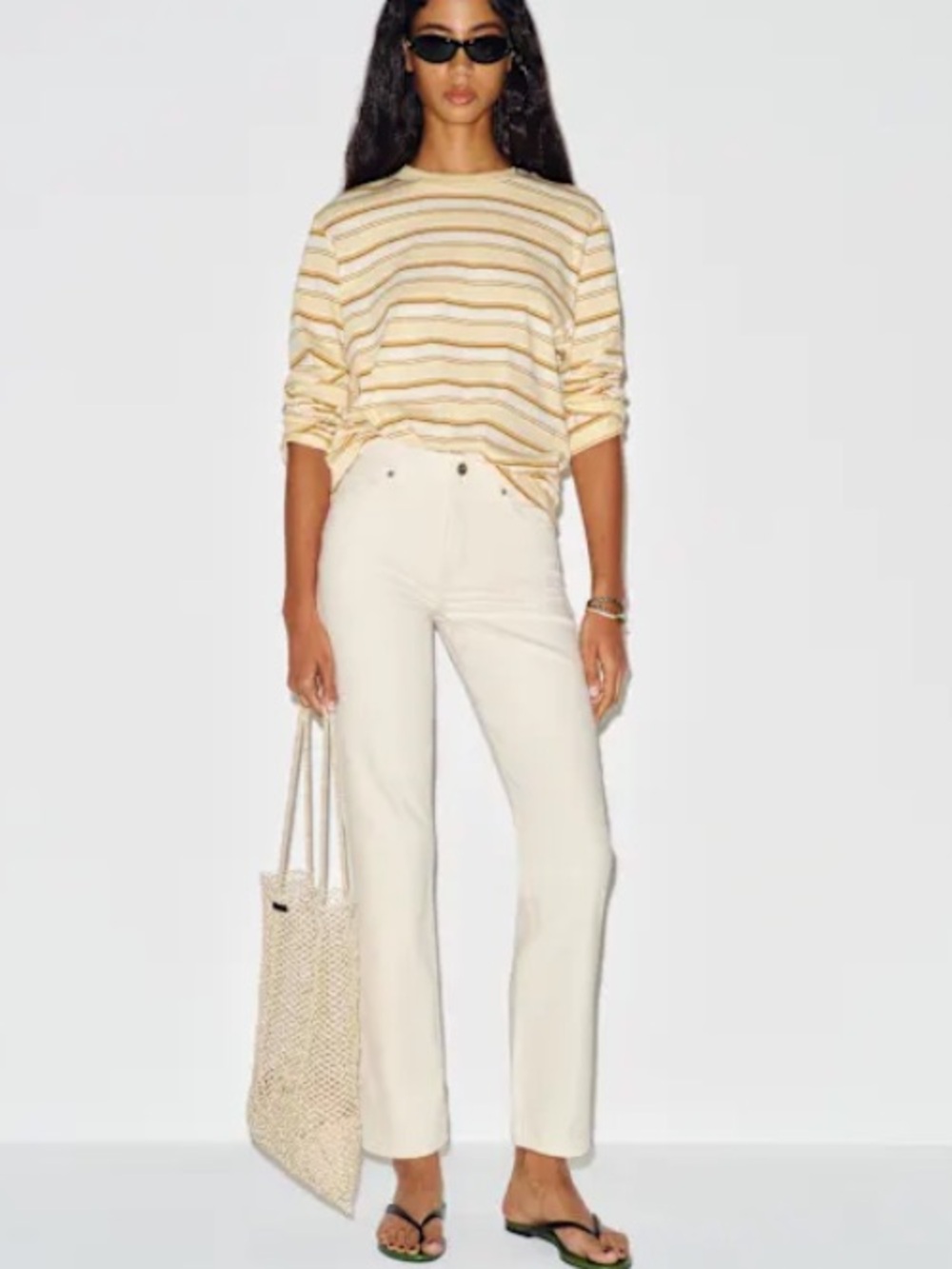Reformation Cynthia High Rise Straight Leg Jeans Size 28 Fior Di Latte Ecru